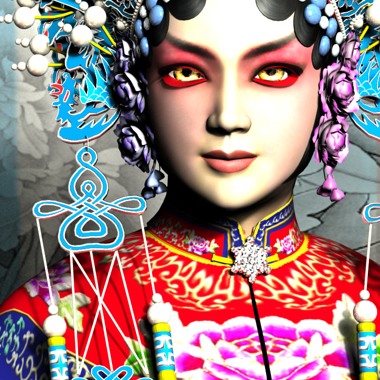 Personaje de la ópera de Pekín chino Modelo 3D Da Deng Dian Personaje de repertorio tradicional